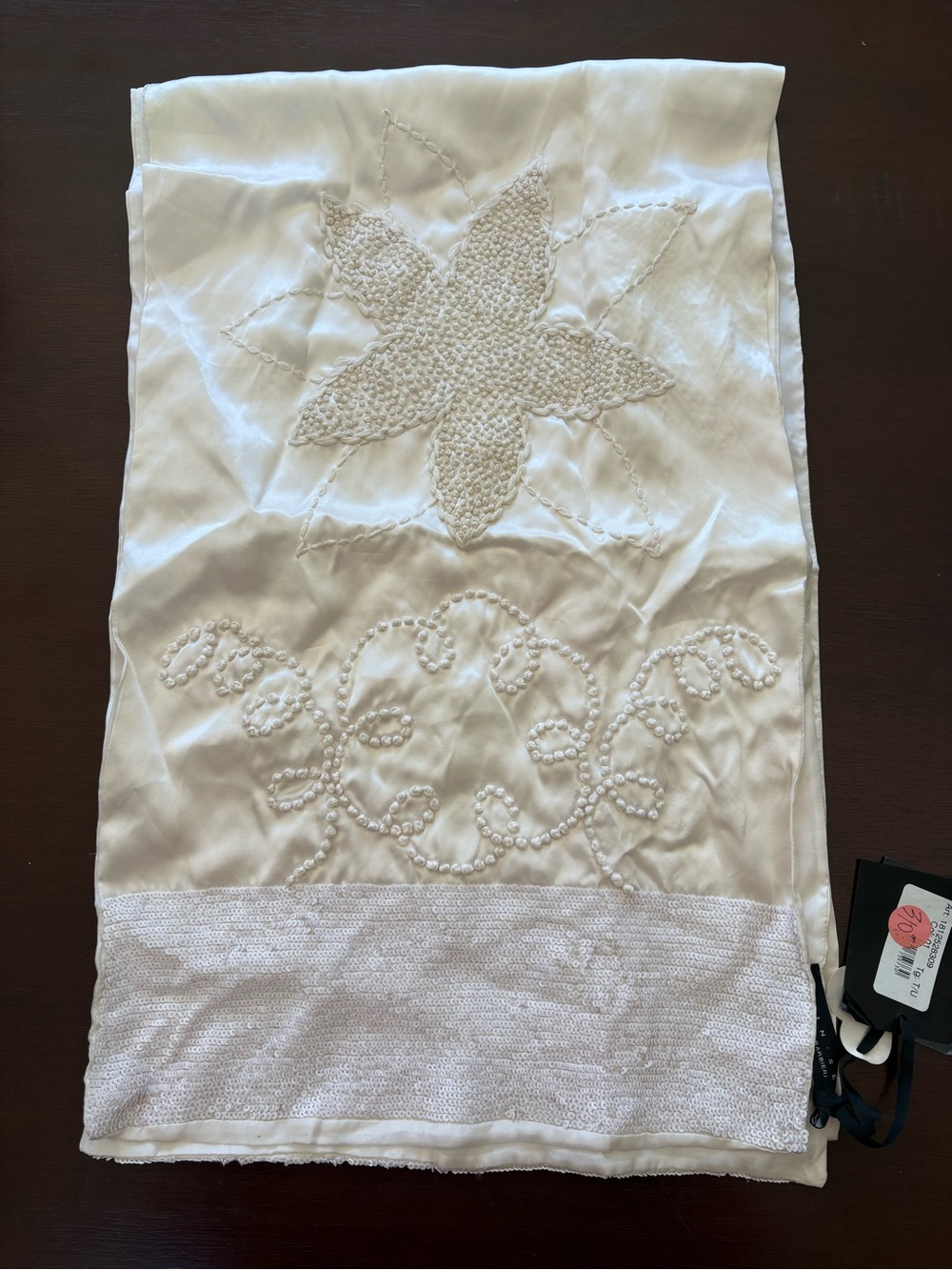 Twin-Set Silk White Embroidered Floral Scarf